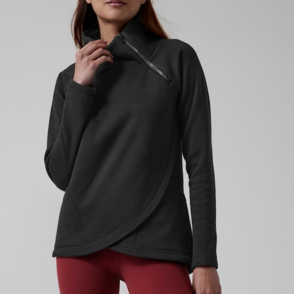 Athleta Cozy Karma Asym Pullover, Black